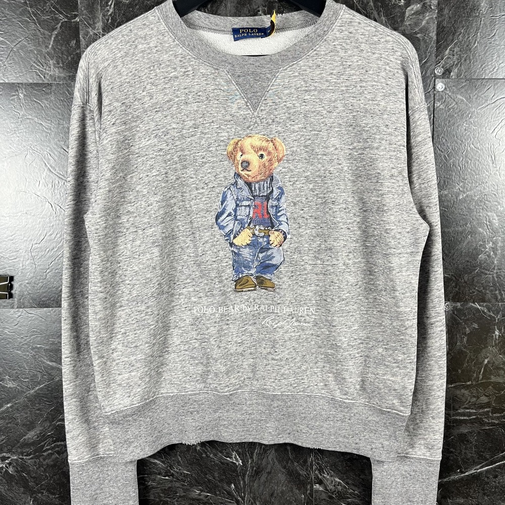 Polo Ralph Lauren Women's Grey Polo Bear Fleece Sweatshirt Medium